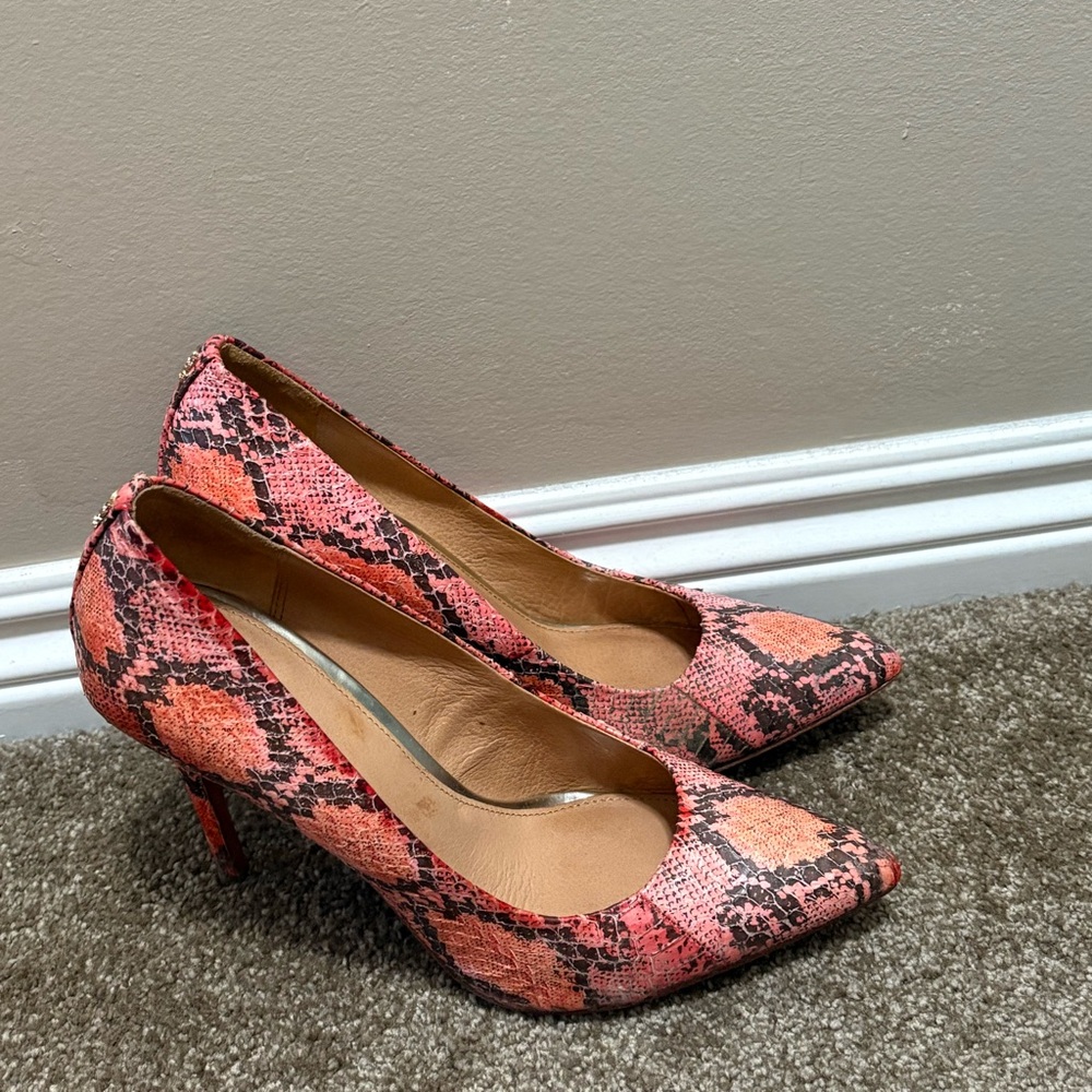 Coach Two Tones Orange and Pink Snakeskin Women's Heels - Picture 2 of 7